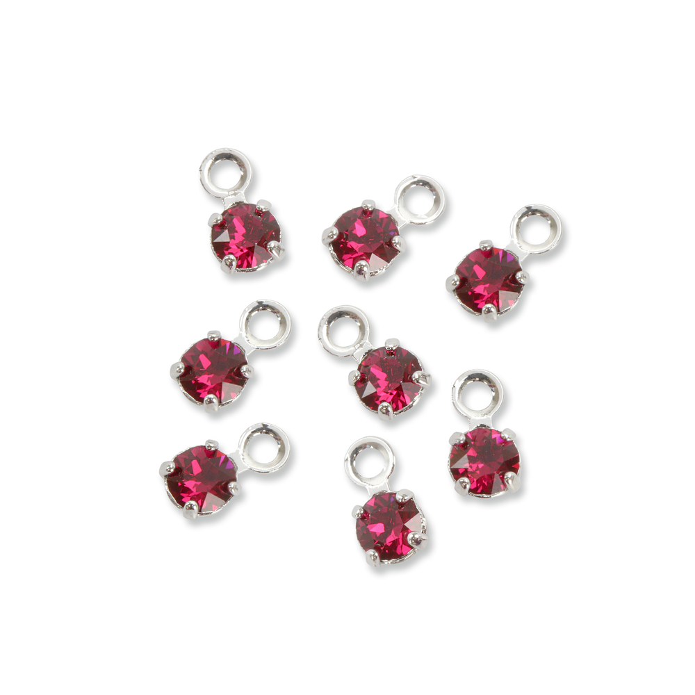 Beads & Swarovski Crystals Swarovski 3mm Round Crystal Charm (Ruby - JULY), Pack of 8